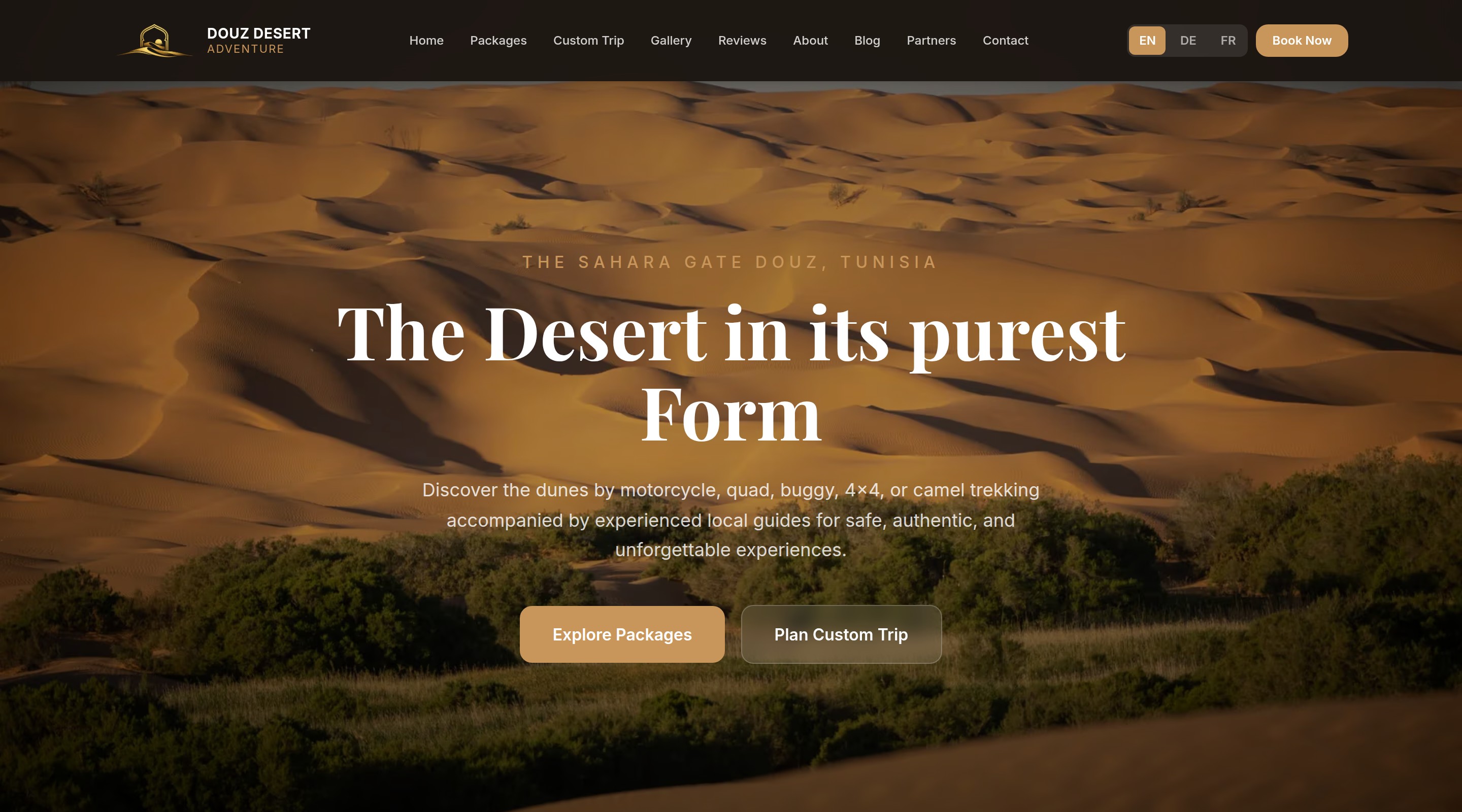 Douz Desert Adventure website homepage, built by Build Beyond Hightech